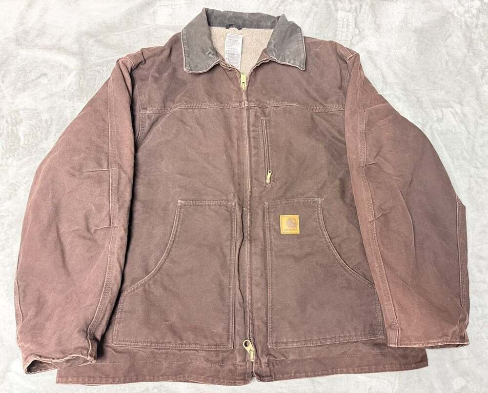Vintage Carhartt Ridge Coat C61 DKB Size 2XL Regular Brown Sherpa Lined Jacket